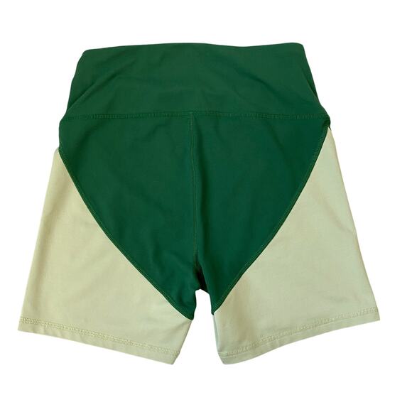 Reformation Ecostretch High Waist Bike Shorts Women Size L Green Colorblock Yoga - Picture 2 of 8